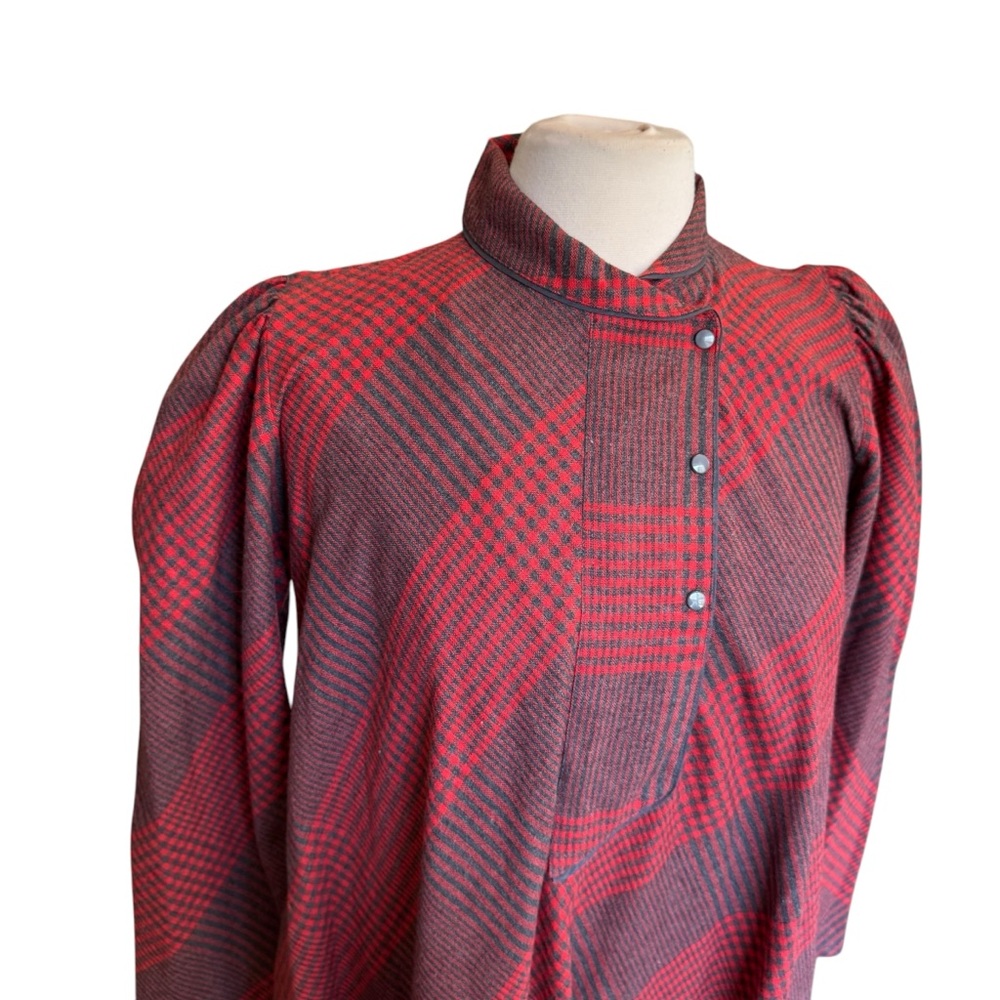 Vintage Gerard Darel Dress Red Gray Plaid Women’s Sz 38 ( US Sz 6) Long Sleeve - Picture 2 of 6